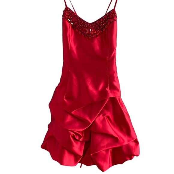 Jessica McClintock for Gunne Sax Dresses & Skirts - Jessica McClintock for Gunne Sax Red Bubble Dress String Crisscross Back